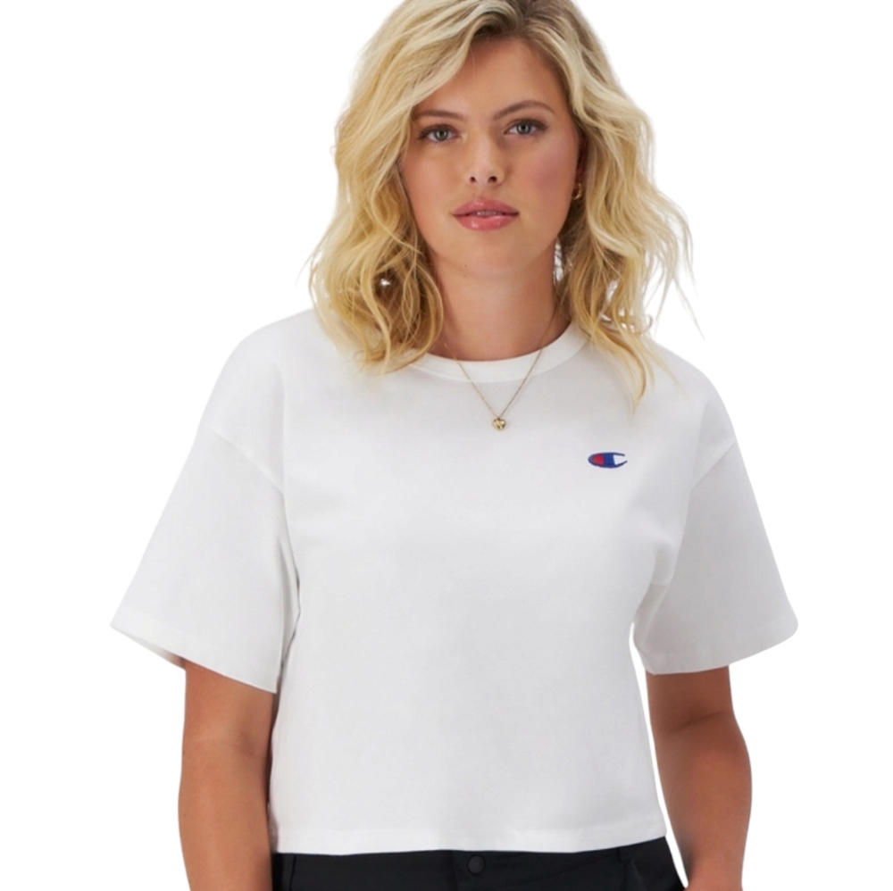 Women's Champion Heritage Cropped Tee White Sz L NWT